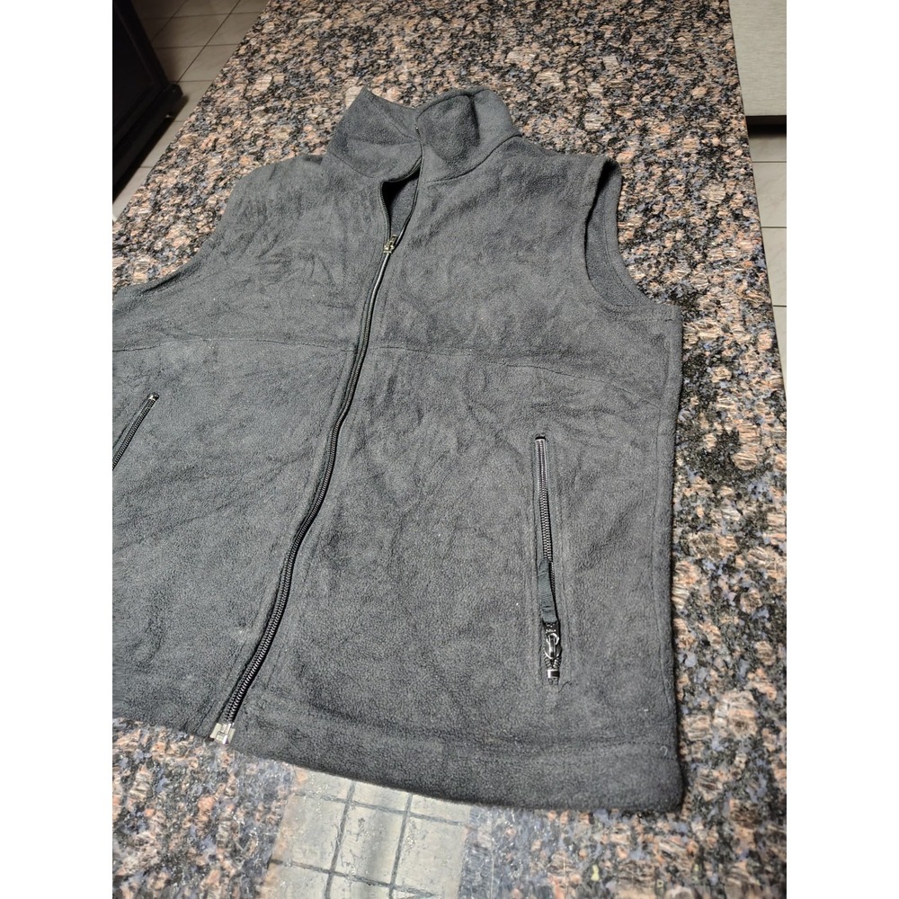 Columbia Mens Vest Medium Grey Pockets Full Zip High Neck Fleece Logo Woman's M - Picture 3 of 7